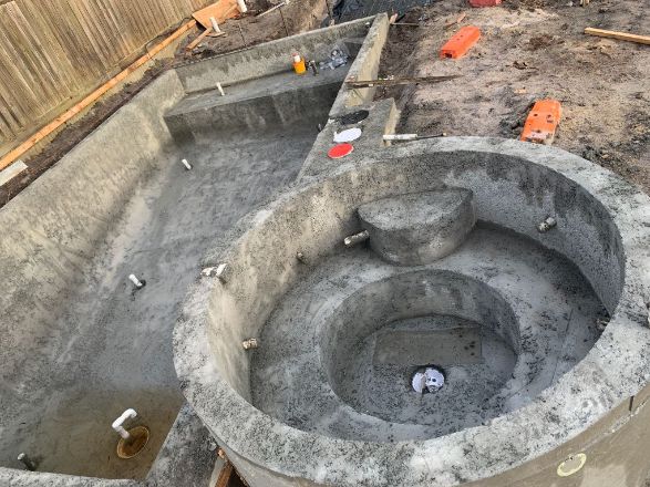 Concrete Pool Builder Adelaide creating a concrete pool with a seperate spa in Leabrook Adelaide